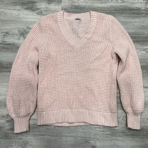 J.Crew V-Neck Sweater Textured Knit‎ Long Sleeve Pink Pullover Size Large - Picture 1 of 6